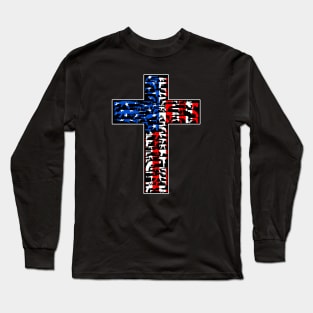 Cross made of guns, american flag Long Sleeve T-Shirt